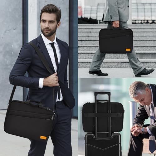 bagasin 17 17.3 inch Laptop Computer PC Shoulder Bag Carrying Case, Water-Repellent Fabric Briefcase, Lightweight Toploader, Business Casual or School - color: Black, size: 17-17.3