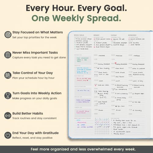 Hourly Planner & Appointment Book (8.5” x 11”) - Premium Hourly Planner with Daily Schedule & 30-Minute Time Slots for Better Time Management by PRODUCTIVITY STORE (A4, Blue) - color: Blue