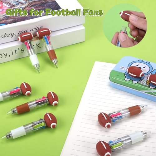 24 Pack Football Party Favors, 4-in-1 Multicolor Ballpoint Pens, Mini Retractable Football Pens, Goodie Bag Stuffers, Classroom Prizes, Birthday Gifts - style: Football