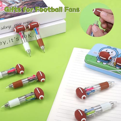 24 Pack Football Party Favors, 4-in-1 Multicolor Ballpoint Pens, Mini Retractable Football Pens, Goodie Bag Stuffers, Classroom Prizes, Birthday Gifts - style: Football