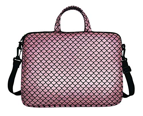 15.6-Inch Laptop Shoulder Carrying Bag Case Sleeve For 14" 15" 15.6 inch Macbook/Notebook/Ultrabook/Chromebook, Mermaid Scale - color: Pink