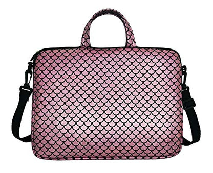 15.6-Inch Laptop Shoulder Carrying Bag Case Sleeve For 14" 15" 15.6 inch Macbook/Notebook/Ultrabook/Chromebook, Mermaid Scale - color: Pink