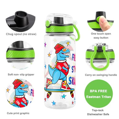 Cute Water Bottle for School Kids Girls, BPA FREE Tritan & Leak Proof & Easy Clean & Carry Handle, 23oz/ 680ml (Skateboarding) - color: Skateboarding