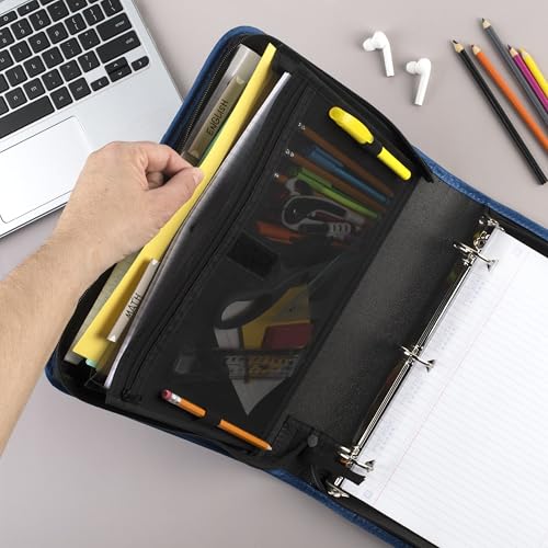 Five Star Zipper Binder, 1-1/2 Inch 3-Ring Binder with Round Rings, 3-Pocket Expanding File, 500 Sheet Capacity, Blue (72202) - color: Blue