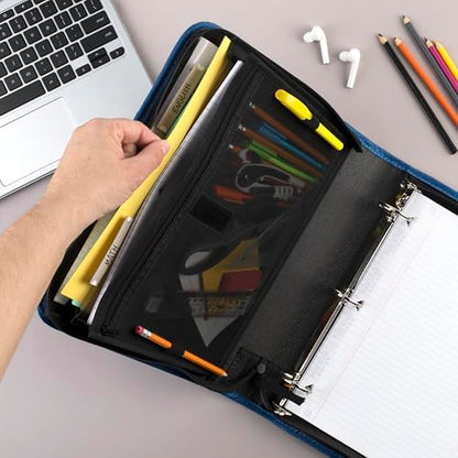 Five Star Zipper Binder, 1-1/2 Inch 3-Ring Binder with Round Rings, 3-Pocket Expanding File, 500 Sheet Capacity, Blue (72202) - color: Blue