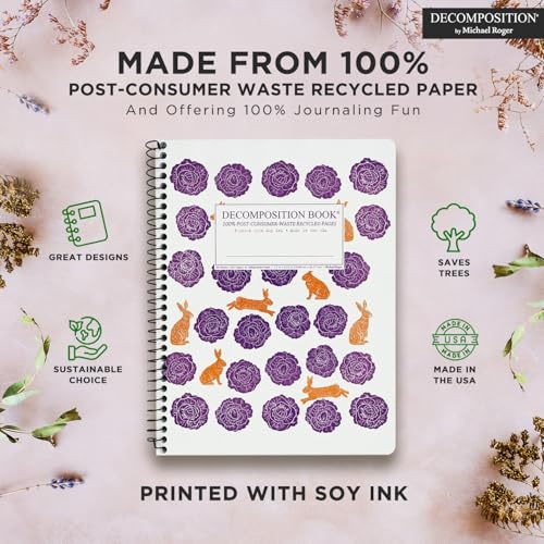 Decomposition Cabbage Patch College Ruled Spiral Notebooks – 9.75 x 7.5 Journal with 160 Lined Pages – Notebooks for School Supplies, Home & Office – 100% Recycled Paper – Made in USA - color: Cabbage Patch