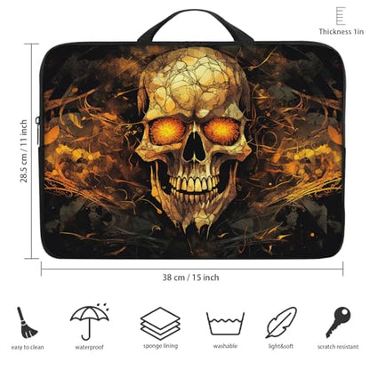 Laptop Sleeve Bag with Handle Computer Protective Soft Cover Case for 14 Inch 13 Inch Laptop,Golden Glowing Skull - color: Golden Glowing Skull
