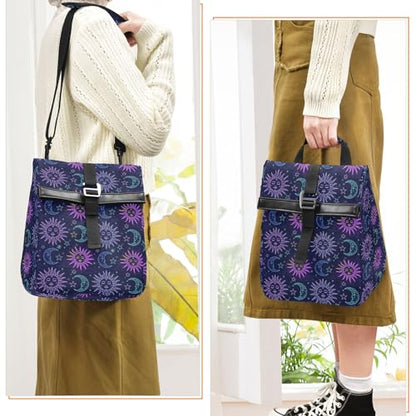 MNSRUU Insulated Lunch Bags Women Men, Moon Sun Stars Portable Reusable Thermal Meal Tote Cooler Bag Organizer, Adjustable Shoulder Strap, Handle - color: Galaxy 126