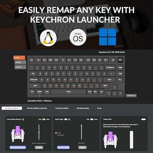 Keychron Q1 HE Wireless Custom Magnetic Keyboard, QMK Launcher | Rapid Trigger 2.4 GHz & Bluetooth 5.2 with Gateron Double-Rail Magnetic Switch for Mac Windows Linux (Hot-swappable) - White - color: White