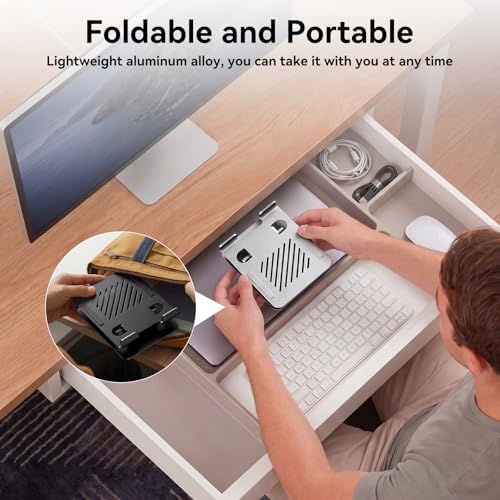 K&ZZ Tablet Stand for Desk, 360° Rotating Adjustable Tablet Holder for 4-13" Tablet Foldable Office Desk Accessories - color: 01-Black