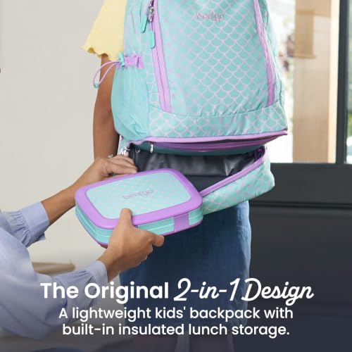 Bentgo Kids 2-in-1 Backpack & Insulated Lunch Bag - Durable 16” Backpack & Lunch Container in Unique Prints for School & Travel - Water Resistant, Padded & Large Compartments (Mermaid Scales) - color: Mermaid Scales