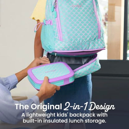 Bentgo Kids 2-in-1 Backpack & Insulated Lunch Bag - Durable 16” Backpack & Lunch Container in Unique Prints for School & Travel - Water Resistant, Padded & Large Compartments (Mermaid Scales) - color: Mermaid Scales
