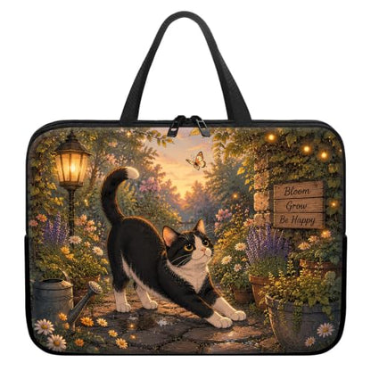 13 Inch Laptop Case Sleeve with Handle, Shockproof Slim Carrying Case | Soft Lining Computer Bag for MacBook Air 13 M3/M2/M1, MacBook Pro 13/14, iPad Pro 13 M4, Black Cat Sunset - color: Black Cat Sunset, size: 13-14 inch