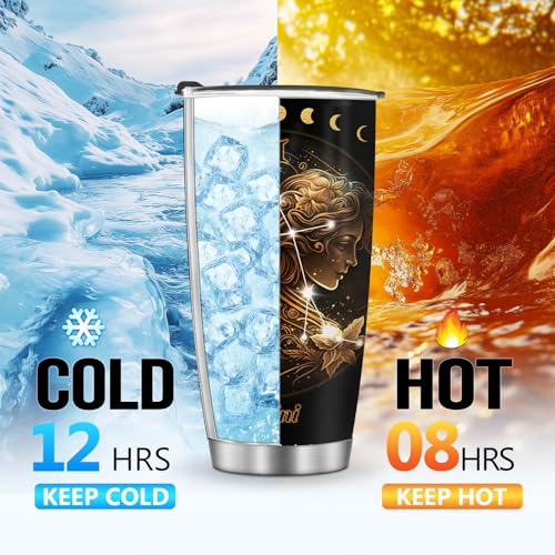 Horoscope Gemini Insulated Tumblers Travel Mug Cup Gifts for Birthday Boys Girls Men Women Son Daughter Travel Essentials Accessories Must Have Cold Iced 20oz - color: Gemini-653