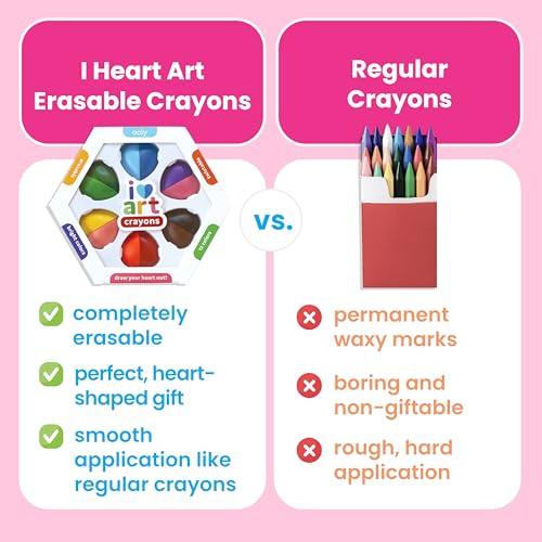 Ooly I Heart Art Erasable Crayons, Twistable Kids Coloring Kit, 12 Bright Colors, Gifts for Kids - style: Heart Crayons