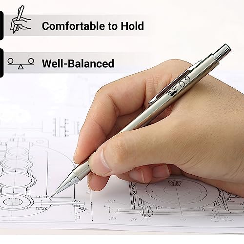 Mr. Pen- Metal Mechanical Pencil Set with Lead Refills & Erasers, 2 Pack | 0.9mm, 4x Tubes 2B Lead Refill, 4x Eraser Refills for School Supplies, Note Taking, Drawing, Sketching, Office - style: 0.9mm
