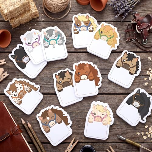 Yinder 24 Pads Cute Sticky Notes Fun Kawaii Horse Sticky Notes Pads Bulk Cartoon Memo Self Adhesive Gift for Valentines Veterinary Office School Tab Party Supplies - style: Horse