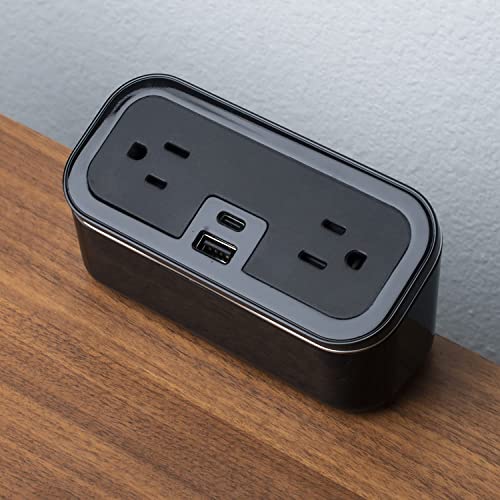 CubieMini - Tabletop Power Strip Charging Station with Outlets and USB Ports - color: Gloss Black