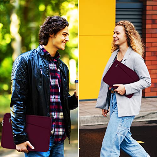 Laptop Sleeve 15.6 inch, Durable Computer Carrying Bag Protective Case Briefcase Handbag with Front Pocket, Slim Laptop Cover for 15.6 Inch HP, Dell, Lenovo, Asus, Notebook, Wine Red - color: Wine Red, size: 15.6 Inch