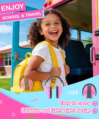 ZOHAN 032 Kids Noise Cancelling Headphones - 25dB NRR Kids Ear Protection, Hearing Protection Safety Ear Muffs for School Monster Truck Fireworks Traveling Studying Concerts Autism - Hot Pink - color: 1pack - Pink 2.0