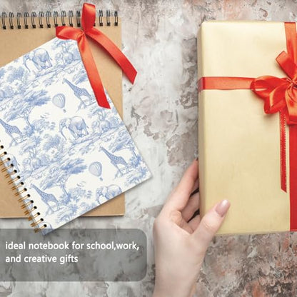 Blue Chinoiserie Safari Notebook Journal, Baby Shower Guest Book, Office School Supplies, Hardcover Lined Notebooks Spiral, Gifts for Women Girls Mom, 5.5x8.3 inch - color: White1