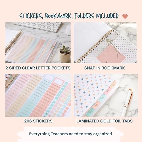 Teacher Planner 2026-2027, Horizontal Lesson Plan Book for Teachers | Pastel Striped, 8.5" x 11" | Weekly & Monthly Academic Year Lesson Planner, July 2026-June 2027 | Stickers & Bookmark - color: Pastel Stripes