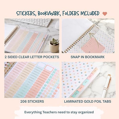 Teacher Planner 2026-2027, Horizontal Lesson Plan Book for Teachers | Pastel Striped, 8.5" x 11" | Weekly & Monthly Academic Year Lesson Planner, July 2026-June 2027 | Stickers & Bookmark - color: Pastel Stripes