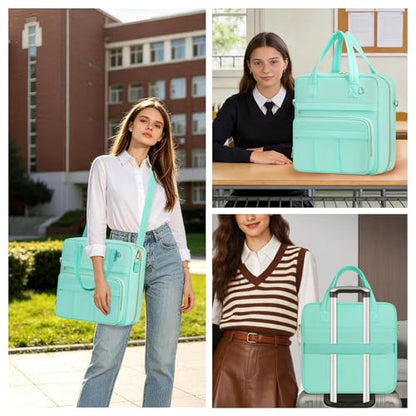 Zipper Binder | 3 Inch O-Ring, 600 Sheet Capacity Trapper Keeper with Shoulder Strap & Handle, Binder Bag with Multiple Storage Pockets, Fits 13" Laptop (Mint Green) - color: Mint Green