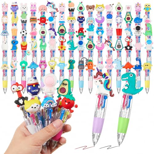 80 Pcs 4 in 1 Multicolor Ballpoint Pens, Mini Compact Ink Pens Bulk for Party Favor, Easter Basket Stuffers, Office Supplies, Goodie Bags Stuffers (Assorted Style) - style: Assorted Style
