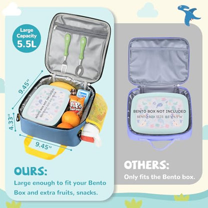 REDSHELL Lunch Box Kids, Large Insulated Lunch Bag for Boys Girls, Blue | Tactical Style, Cooler Lunchbag, Square Toddler Lunchbox, School & Daycare, Lunch Tote, Water Bottle Holder, Adjustable Strap - color: Blue