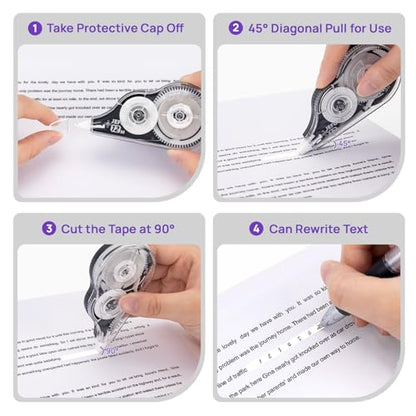 30 Pcs Correction Tape, 39.37 Ft White Wrong Out Tear-Resistant Bulk, Instant Corrections Easy to Use Applicator for School, Office, Note Taking, Journal (Tape Width 0.2 in，Clear) - size: 1 Count (Pack of 30)