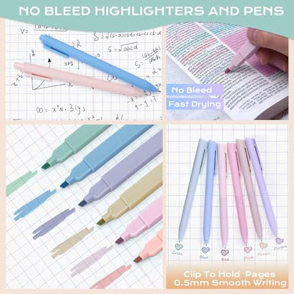 Bible Study Supplies Journaling Kit for Women, Bible Study Kit with 14 No Bleed Highlighters and Pens, 2 Transparent Sticky Notes, 2 Index Stickers, 75 Tabs for Christian Gifts - color: Multicolor