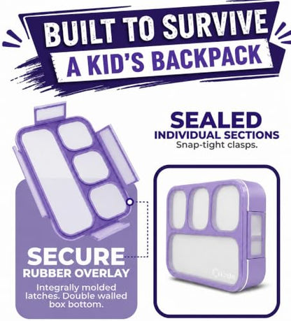 kinsho Lunch Boxes for Girls Teens Adults - Bento Box Set with Insulated Bag and Ice Pack, 4 Compartment Leak Proof Food Container, BPA-Free, Microwave Safe, Ideal for School & Work, Purple - color: Purple (4 Compartments)