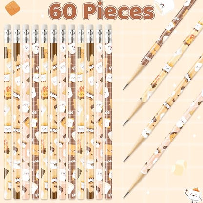 Xqumoi S’Mores Pencils with Eraser - S’More Love Fun #2 HB Pencils, Classroom Student Rewards Camping Back to School Office Supply Marshmallow Goodie Bag Fillers Stuffers Campfire Party Favors - style: Marshmallow