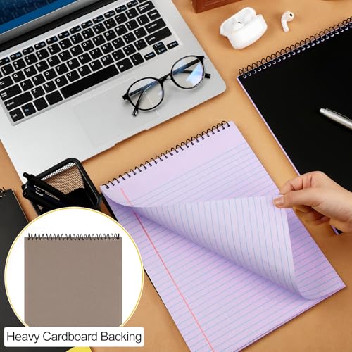 Resurhang 6 Pcs Legal Pad Top Spiral Bound Notebook 70 Sheets Double Sided College Ruled Paper Notepad Memo Steno Pad with Stiff Cover for Business College(8.5 x 11 Inches,No Holes,Purple) - color: Purple, size: 8.5 x 11 Inches, style: No Holes