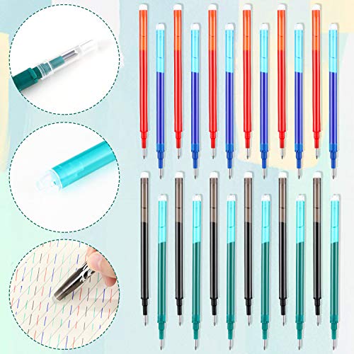 Zonon 24 Pcs 0.7mm Erasable Gel Ink Pen Refills Compatible with Frixion Friction Gel Ink Refills Medium Fine Point Erasable Pens Lead for Writing Planner and Crossword Puzzles(Black, Red, Green, Blue) - color: Black, Red, Green, Blue
