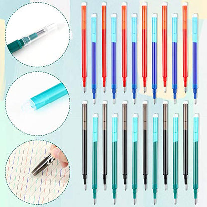 Zonon 24 Pcs 0.7mm Erasable Gel Ink Pen Refills Compatible with Frixion Friction Gel Ink Refills Medium Fine Point Erasable Pens Lead for Writing Planner and Crossword Puzzles(Black, Red, Green, Blue) - color: Black, Red, Green, Blue