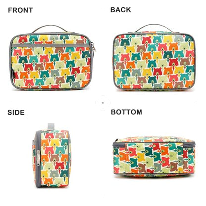 FlowFly Kids Lunch box Insulated Soft Bag Mini Cooler Back to School Thermal Meal Tote Kit for Girls, Boys, Bear - color: Bear