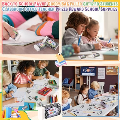 Crtiin 100 Pack Back to School Erasers Bulk End of Year Gifts from Teacher Small White Erasers End of Year Gifts for Students School Classroom Office Graduation Supplies