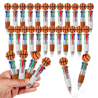 Basketball Party Favors Basketball Pens Mini Multicolor Pen in One Cute Fun 4-in-1 Pens Bulk Cool Ballpoint Pen for Birthday Gifts Teacher Supplies (Basketball, 24) - style: Basketball