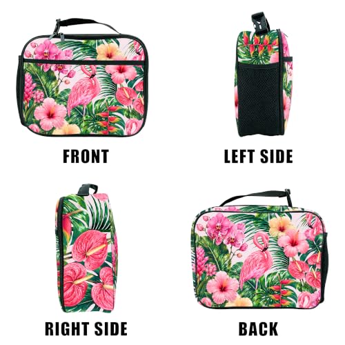 Flamingo Lunch Box Insulated Reusable Lunch Bag Tote Cooler for Women Men Boy Girl School Work Office Picnic - color: Flamingo