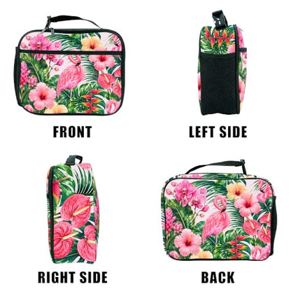 Flamingo Lunch Box Insulated Reusable Lunch Bag Tote Cooler for Women Men Boy Girl School Work Office Picnic - color: Flamingo