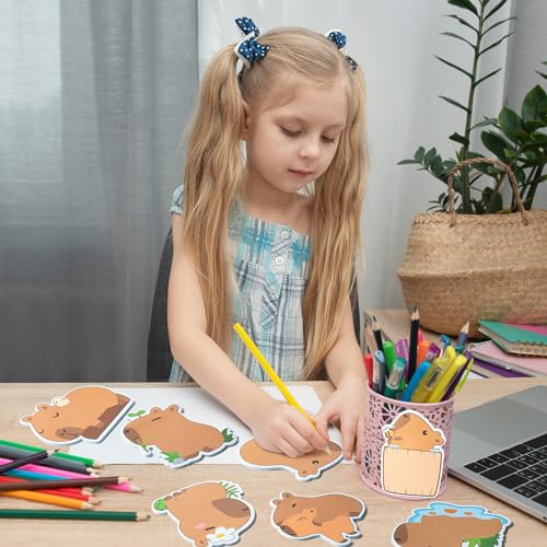 Xqumoi 30 Pack CAPY Sticky Notes - Cute Cartoon CAPY Self Sticky Notepads Writing Memo Pads Animal Page Marker for Office School Student Birthday Party Favors Goodies Bag Fillers 600 Sheets - style: Capy