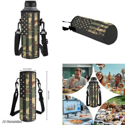 American Flag Backpack for Boys Camo Backpack and Lunch Box for School with Water Bottle Holder Large Pencil Case 4PCS Set Bookbag with Front Pocket As Back to School Birthdays Gifts - color: American Flag Camo