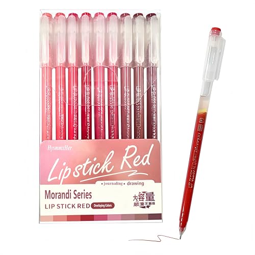 9 Colored Gel Pens Set, 0.6mm Fine Point for Black Paper & White Paper, Pens for Journaling, Adult Coloring Books, Bible, Drawing, Note Taking, Art & Journaling Supplies (Lip Glaze Red) - color: Lip Glaze Red