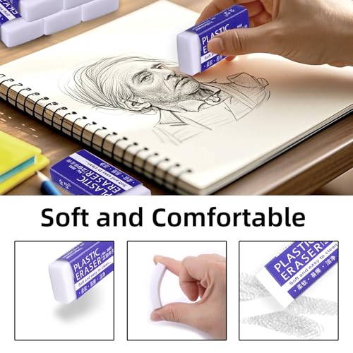 White Erasers, Artist Eraser for Drawing Art Sketching, Pencil Erasers for Kids Bulk Students School Supplies Office (15)