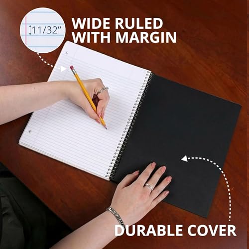 Roaring Spring Lefty Spiral Notebook for Left-Handed Writers, 3 Pack, Right-Side Wirebound, One Subject, Wide Ruled, 10.5″ x 8.5″, 100 Sheets, Perforated Pages, Made in USA, Assorted Covers