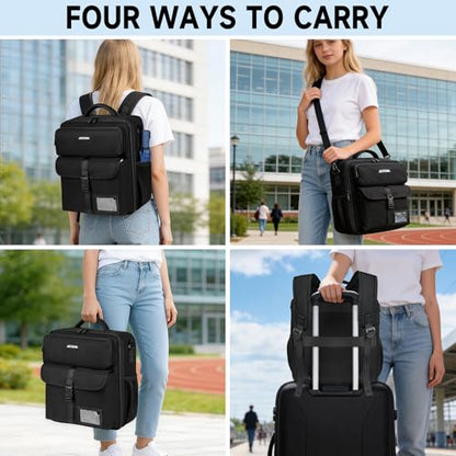 Zipper Binder 3 Ring 3 Inch with Shoulder Strap, Large Binder Backpack with Zipper Fits 13 Inch Laptop for College Office Travel, 700 Sheets Capacity,Black - color: Black