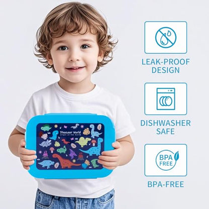 Bento Box for Kids Girls Boys, Adult,8-Compartment Leak-Proof Toddler Lunch Box for School, Drop-Proof Kids Lunch Containers with Insulated Bag, Microwave & Dishwasher Safe, BPA-Free,(Blue) - color: blue