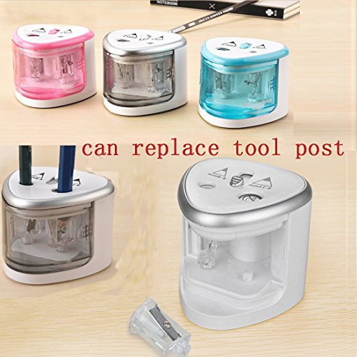 Pencil Sharpener Battery Operated Electric Pencil Sharpener Silver Pencils Sharpener Automatic Pencil Cutter for Kids Adults Artists Office Pencil Sharpeners (Batteries not included) - color: Silver